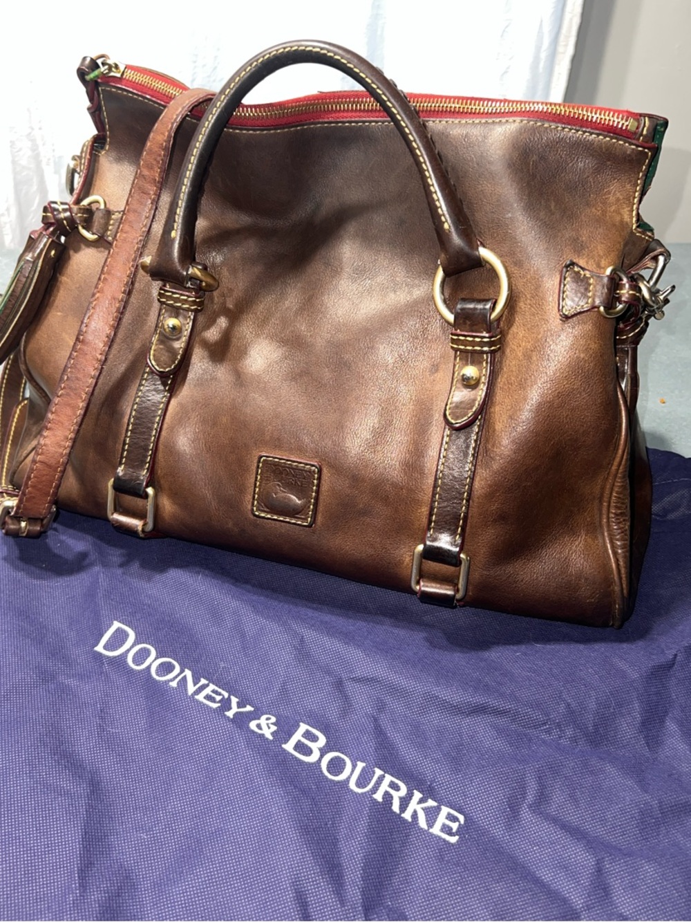 Dooney & Bourke Florentine Large Satchel Leather Chestnut